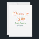 Prost zum 30. Geburtstag Name Datum orange grün bl Einladung<br><div class="desc">einfacher Geschäftsaufkleber</div>