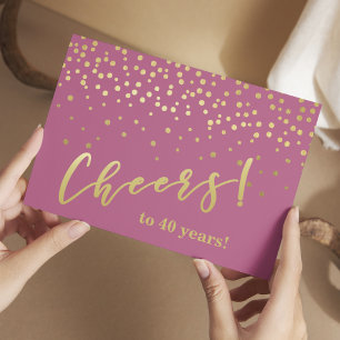 Prost zum 40er! Glamouröse Gold Funken Postkarte