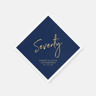 Prost zum 70. Modernen Navy-Blau 70. Geburtstagsfe Serviette