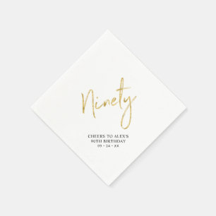 Prost zum Neunzigsten Goldenen Erwachsenen 90. Geb Serviette