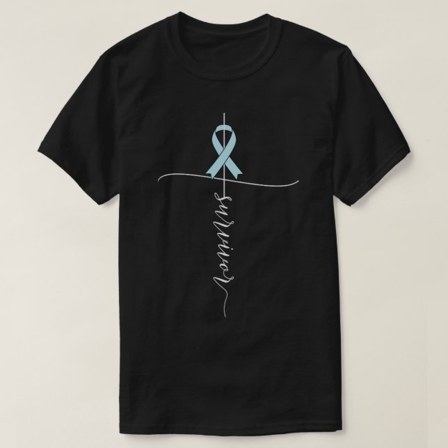 Prostatakrebs Awareness Survivor Light Blue Ribb T-Shirt (Design vorne)