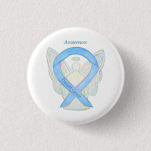 Prostatakrebs Blauer Bekanntheitsgrad Ribbon Angel Button