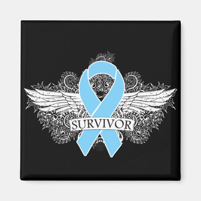 Prostatakrebs-Winged SURVIVOR-Schleife Magnet (Vorne)