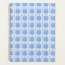 Prostate Cancer Awareness Plaid Light Blue Ribbon