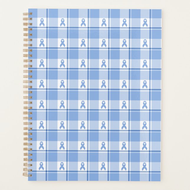 Prostate Cancer Awareness Plaid Light Blue Ribbon Planer (Vorderseite)
