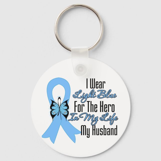 Prostate Cancer Ribbon Hero Mein Mann Schlüsselanhänger (Vorderseite)