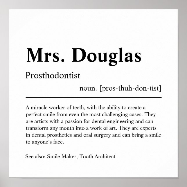 Prosthodontist Personalisiertes Geschenkposter Poster (Vorne)