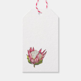 Protea aquarelle sur étiquette blanche