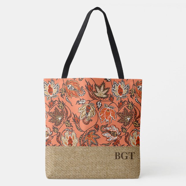 Protea Batik Hawaiian Tropical Monogram Beach Bag Tasche (Vorderseite)
