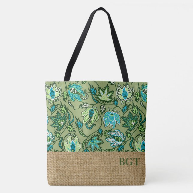 Protea Batik Hawaiian Tropical Monogram Beach Bag Tasche (Vorderseite)