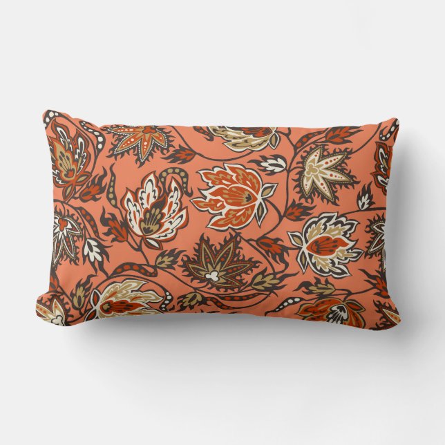 Protea Batik Tropische Blume Lumbar Kissen (Vorderseite)