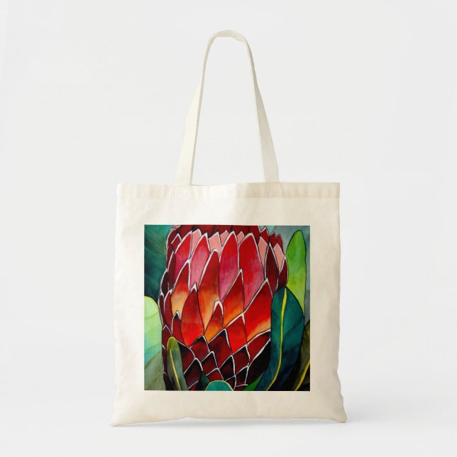 Protea Blume Aquarellmalerei Tragetasche (Vorne)