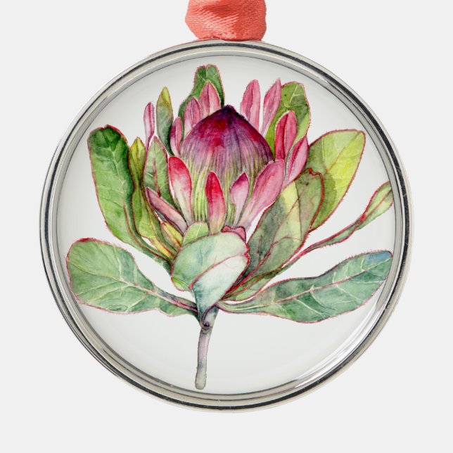 Protea-Blume Ornament Aus Metall (Vorne)
