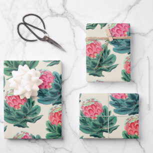 Protea Blume Pattern Geschenkpapier Set