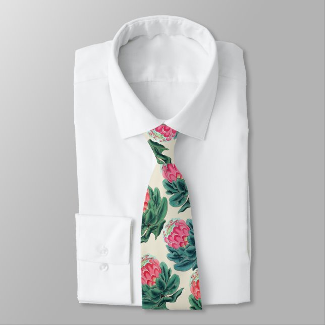 Protea Blume Pattern  Krawatte (Gebunden)
