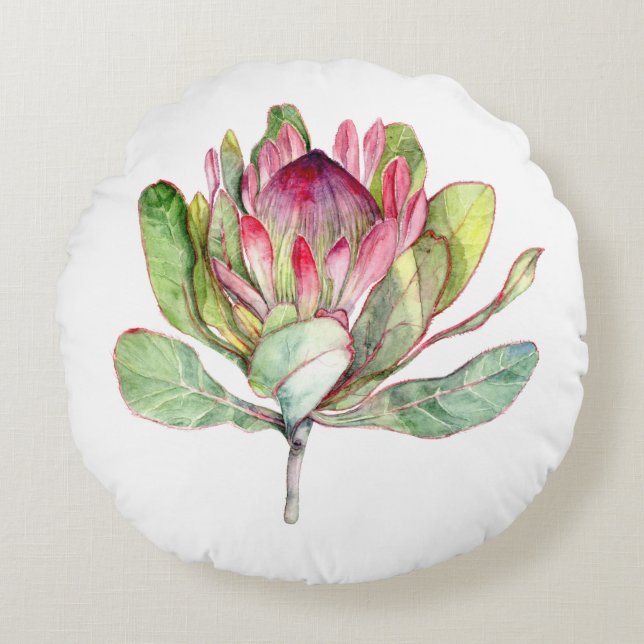 Protea-Blume Rundes Kissen (Vorderseite)