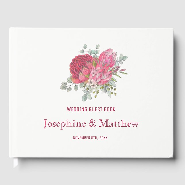 Protea Blume Wedding Gästebuch (Vorderseite)