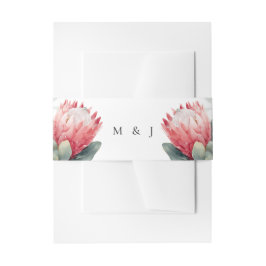 Protea Blush Wasserfarbe Blume Hochzeit Einladungsbanderole