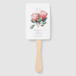 Protea Blush Wasserfarbe Blume Hochzeit Fächer