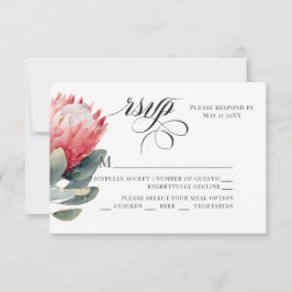 Protea Blush Wasserfarbe Blume RSVP Karte