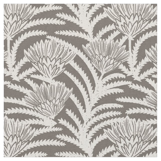 Protea Bohemian Grau Stoff (Nahaufnahme)