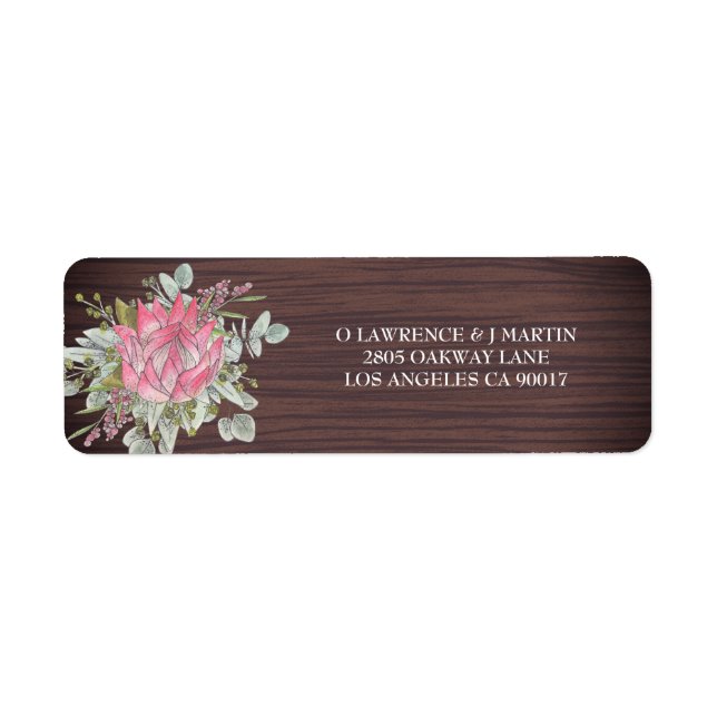 Protea Eukalyptus Wood Rustic Wedding Address (Vorne)