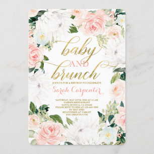 Protea floral Baby Dusche Mädchen Brunch Einladung