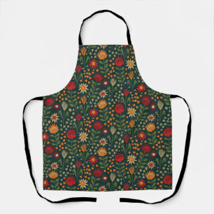 Protea Floral Block Print Millefleur Dunkel Schürze