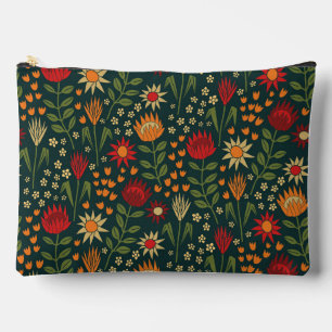Protea Floral Block Print Millefleur Dunkel Zubehörtasche