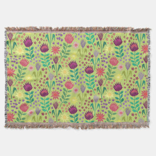 Protea Floral Block Print Millefleur Grün Decke