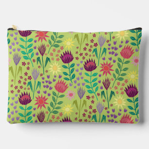 Protea Floral Block Print Millefleur Grün Zubehörtasche