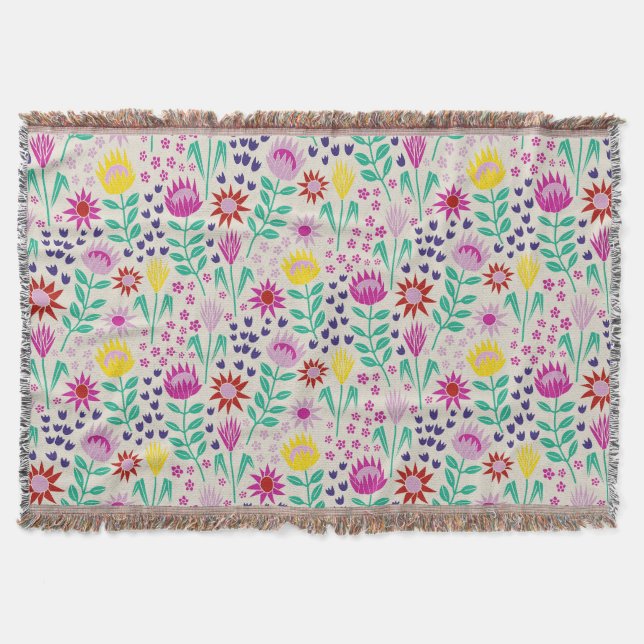 Protea Floral Block Print Milleflex Lichter Decke (Vorderseite)