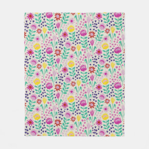 Protea Floral Block Print Milleflex Lichter Fleecedecke