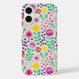 Protea Floral Block Print Milleflex Lichter iPhone 16 Hülle