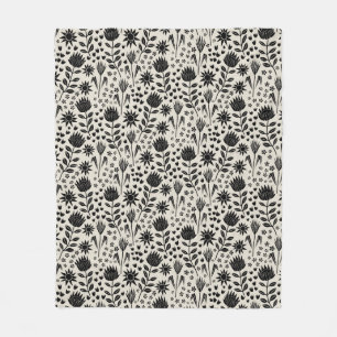 Protea Floral Block Print Milleflex schwarze Leine Fleecedecke