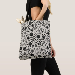 Protea Floral Block Print Milleflex schwarze Leine Tasche