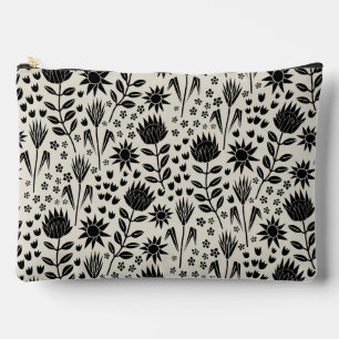 Protea Floral Block Print Milleflex schwarze Leine Zubehörtasche