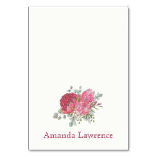Protea Flowers Aquarelle Cartes de lieu personnali