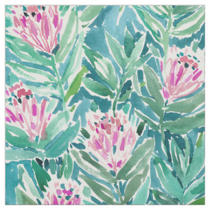 PROTEA-PARADIES tropisches BlumenAquarell Stoff