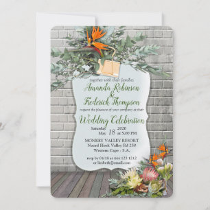 Protea - Strelitzia-Blumen-Hochzeitseinladung Einladung