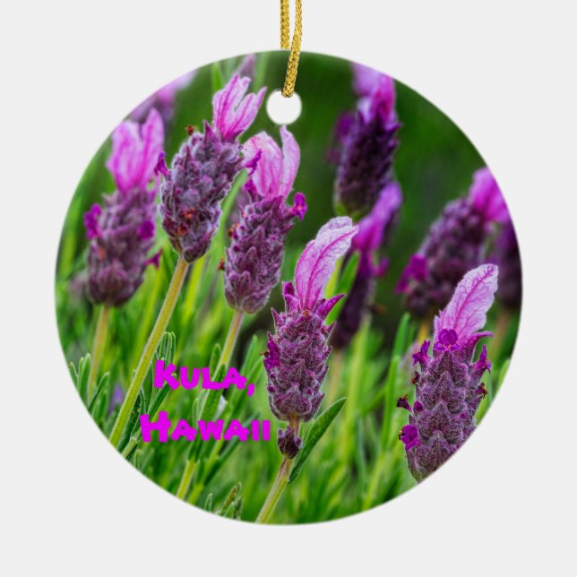 Protea und Lavender Maui High Country, Keramik Ornament (Vorne)