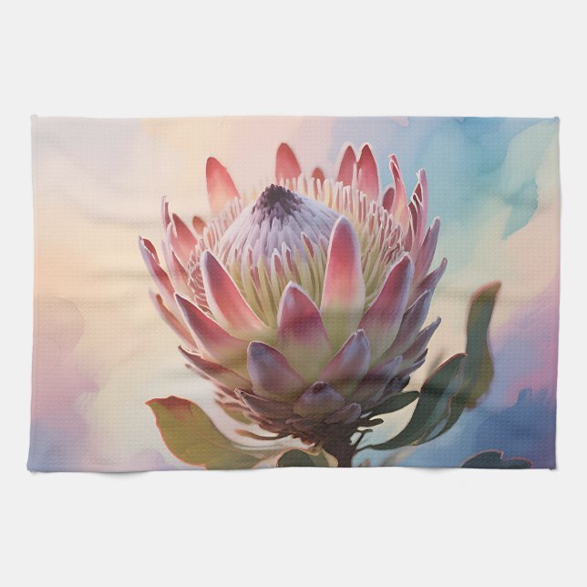 Proteas-Blumen-Aquarell-Traum Geschirrtuch (Horizontal)