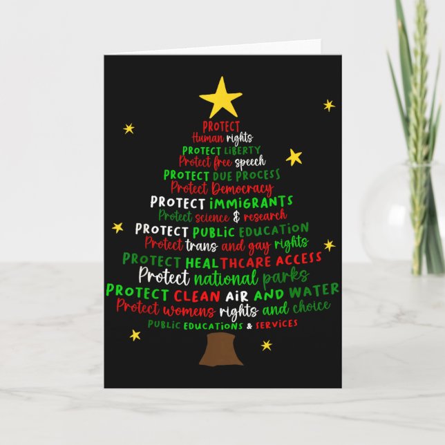 Protect Democracy Christmas Tree Feminist Social J Karte (Vorderseite)