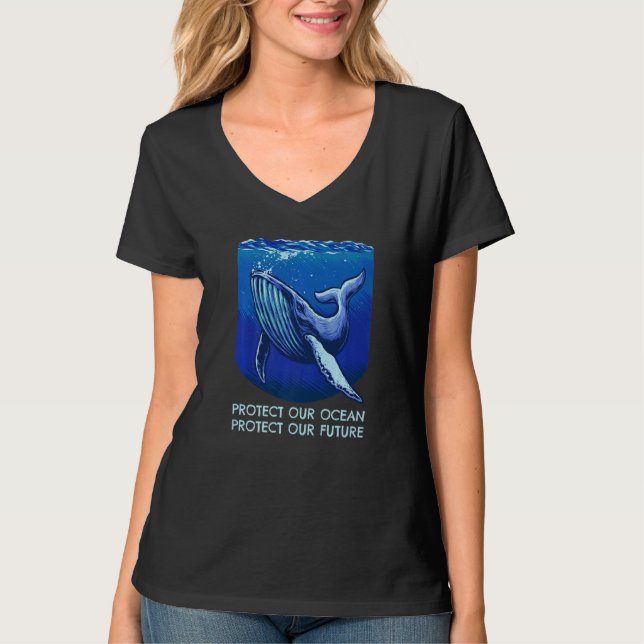 Protect Our Ocean Protect Our Future Big Whale On  T-Shirt (Vorderseite)