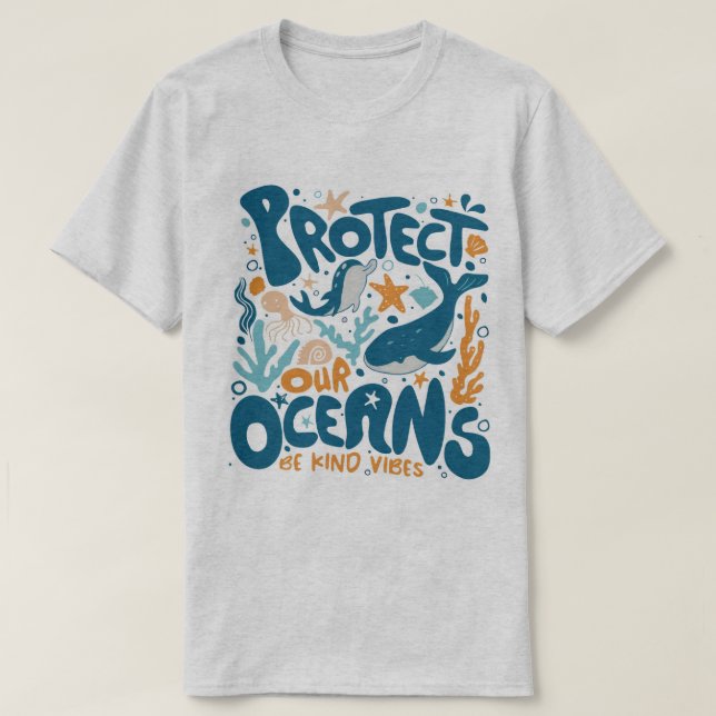 “Protect Our Oceans” Eco-Friendly Tee (Design vorne)