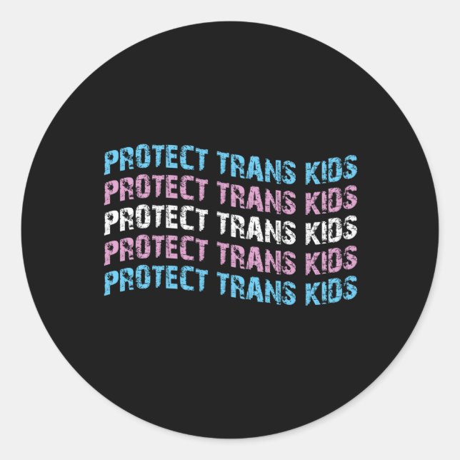 Protect Trans Kids - Trans Flag Wave Runder Aufkleber (Vorderseite)