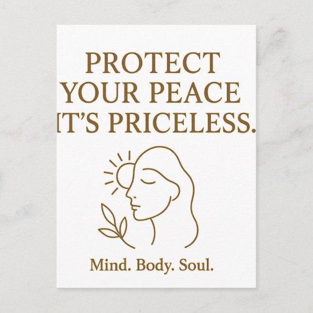 Protect Your Peace — Minimalist Self-Care Quote Postkarte (Vorderseite)