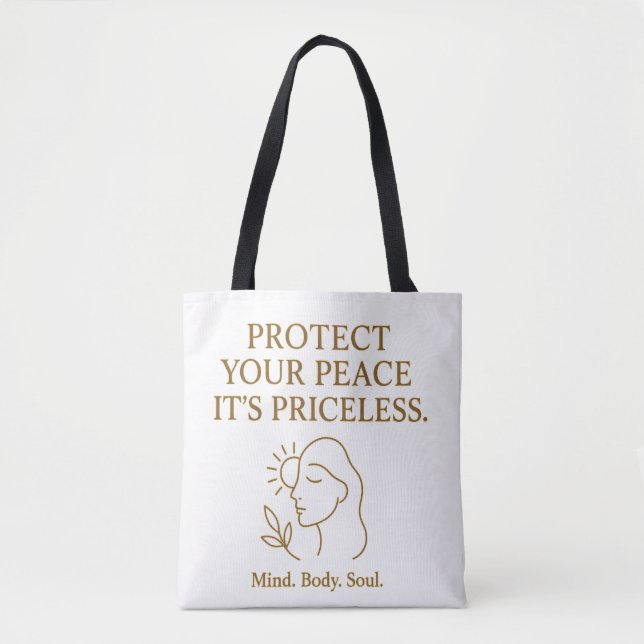 Protect Your Peace — Minimalist Self-Care Quote Tasche (Vorderseite)