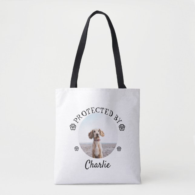 Protected By Dog Photo Paw Print Design Tasche (Vorderseite)