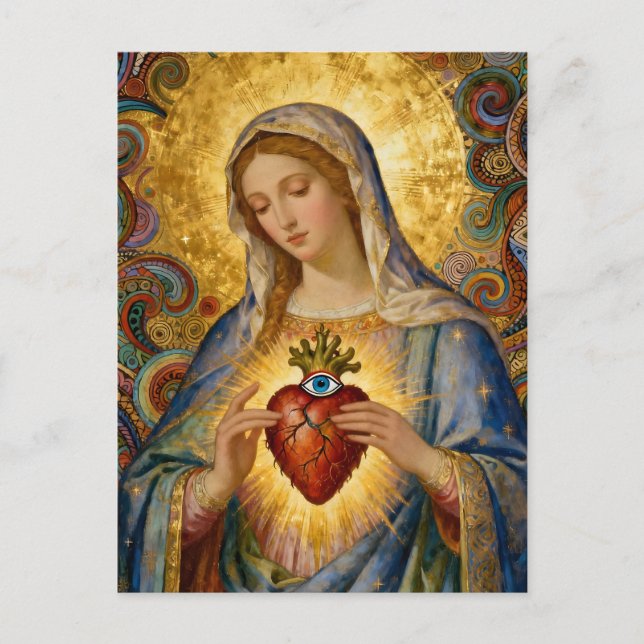  Protection From Evil Sacred Heart Of Mary Postkarte (Vorderseite)